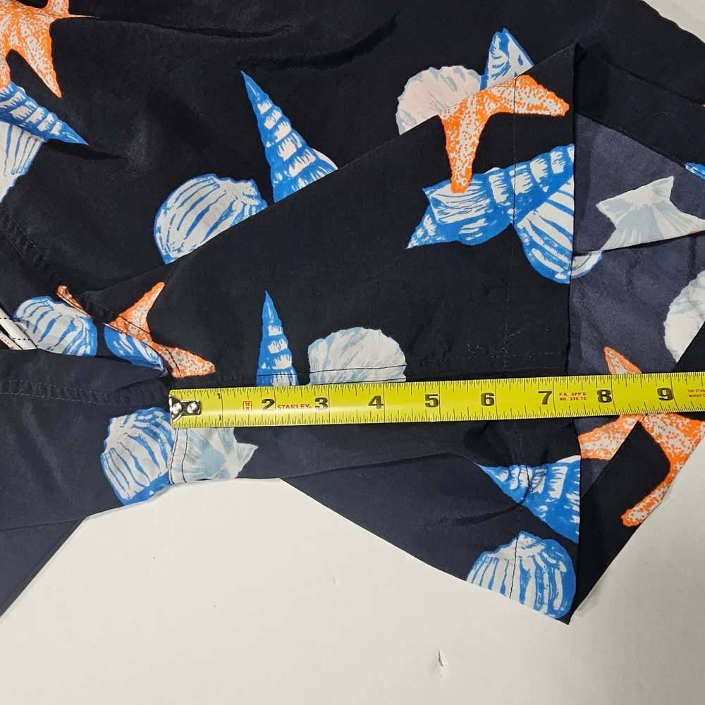 Chaps Ralph Lauren Men's Navy Blue‎ Seashell Starfish Swim Trunks Shorts Size L